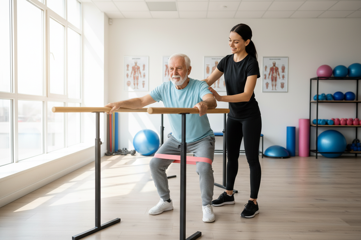 adulto mayor haciendo kinesiología